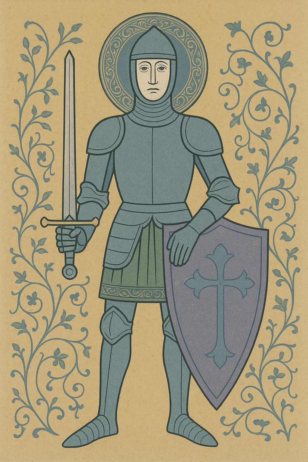 knight in shining armor, realistic medieval style, full plate armor, heroic pose emoji