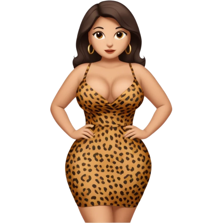 attractive full body latina with massive curves, breasts, and ass wearing a leopardskin dress emoji