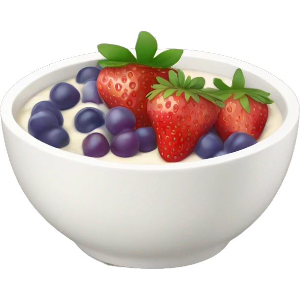 fruit yogurt bowl with strawberries and grapes emoji