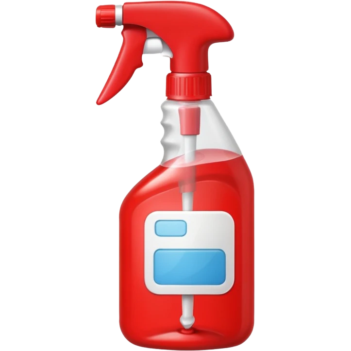 red spray bottle with label emoji