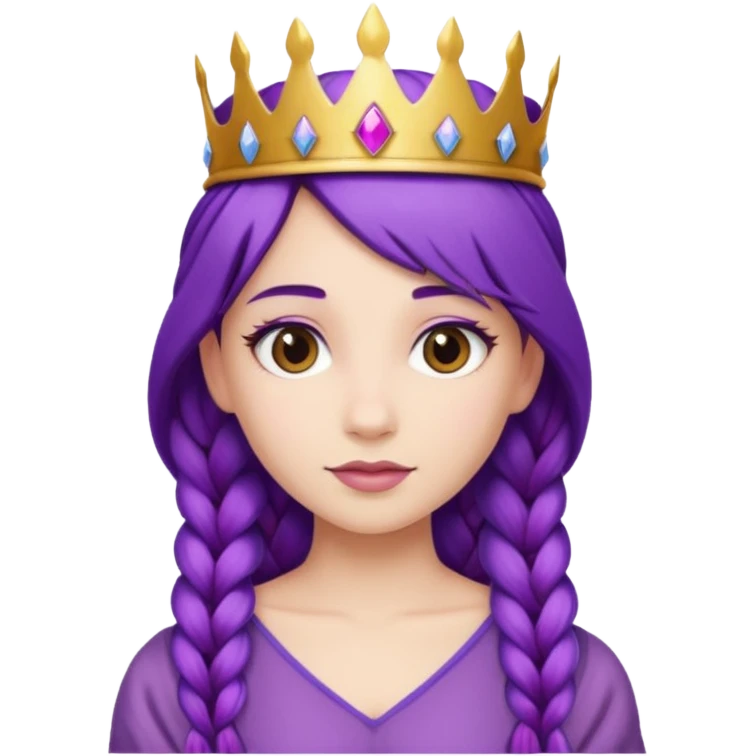 Princesses with Purple Hair with Long Purple Braid emoji