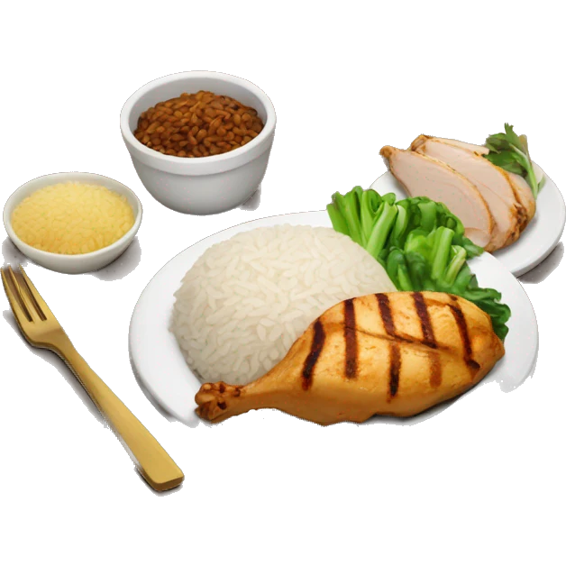 Plate, rice, grilled chicken  emoji