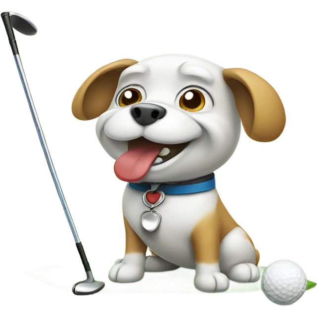 Dog playing golf emoji