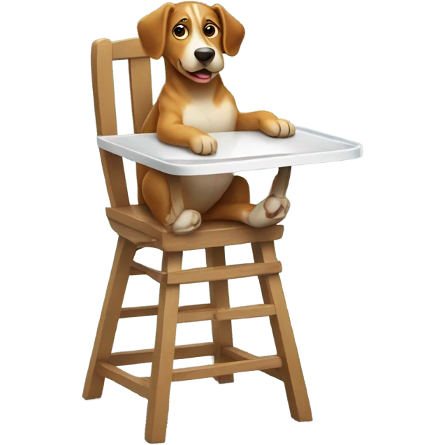 Dog sitting like a baby in a high chair emoji