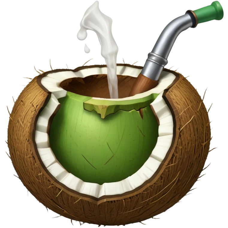 Green Coconut with open and with pipe emoji