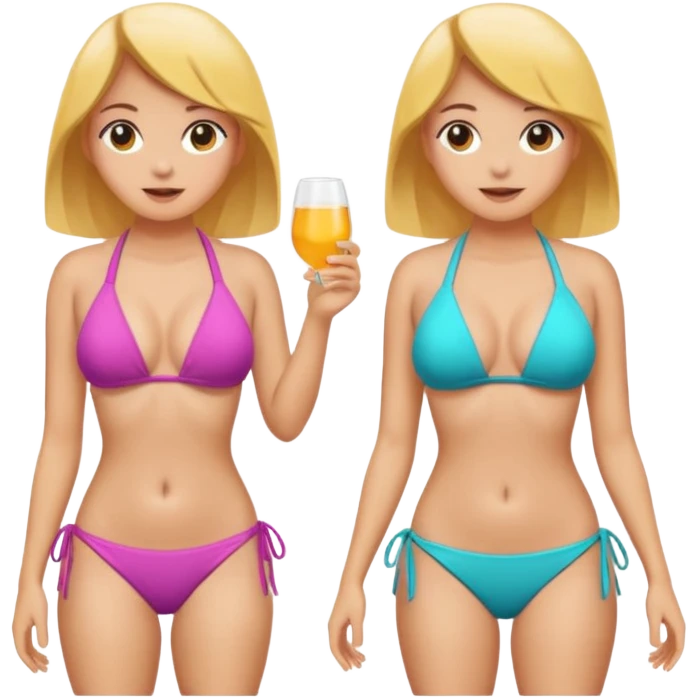 a girl wearing a bikini and showing her b00bs emoji