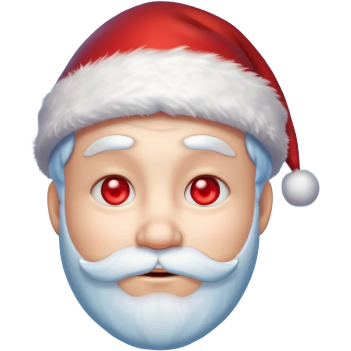 Fantasy human portrait emoji, Santa Claus hat slightly frosted, icy winter face with red candlelight reflection in eyes, cold blue lighting, subtle festive contrast, emotional minimalism, clean readable emoji style, male/female variant
 emoji