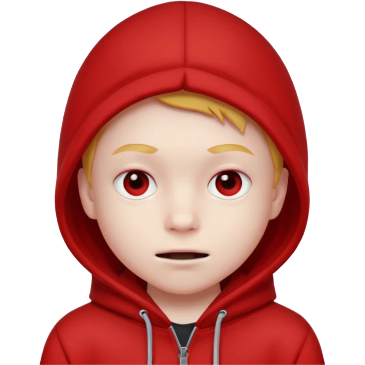 Red kid with prue black eyes and mouth emoji