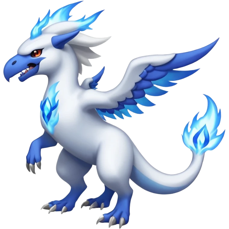 Absol-Latios-Reshiram-Fusion with blue flames (full body) emoji