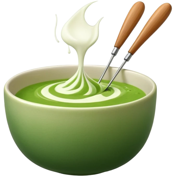 whisk with bowl of matcha emoji