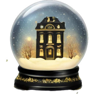 vintage black rococo night sky snow globe emoji