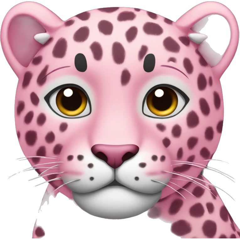 Lpink leopard with eyes closed and happy  emoji