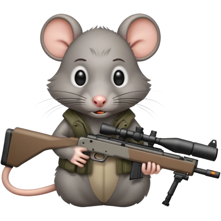 a crazed rat holding a sniper rifle emoji
