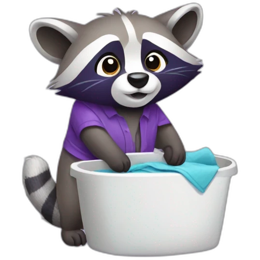 Purple raccoon washing clothes emoji