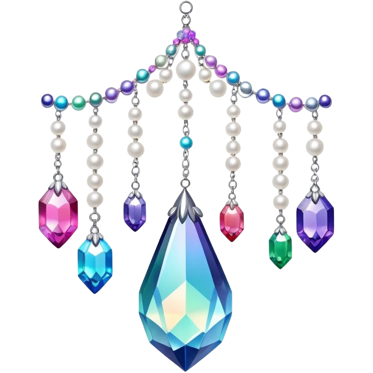 Iridescent big giant glistening glossy sparkly shiny glittery hanging crystals pearls and beads and gemstones decorations emoji