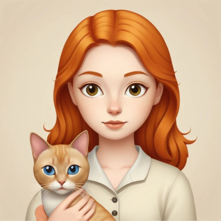 ginger girl artist with a siamese cat emoji