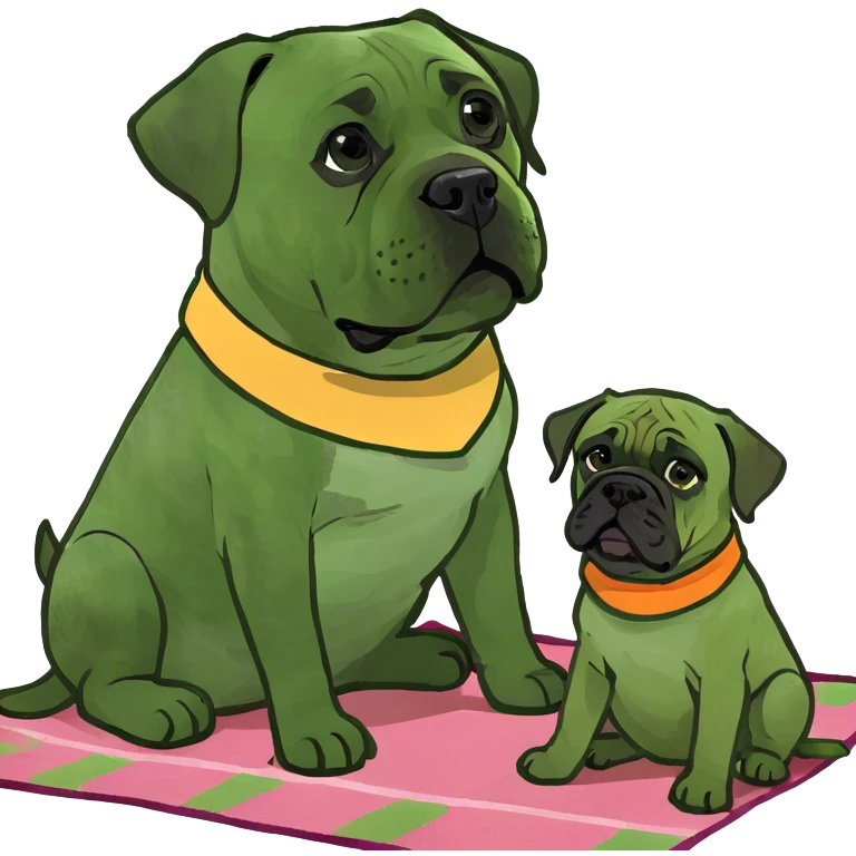  Baby with bullmastiff on carpet emoji