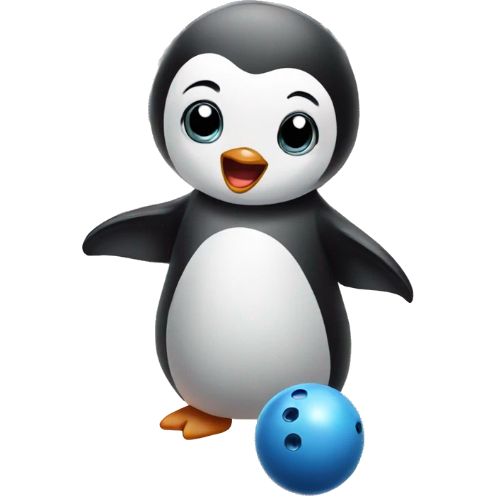 Baby penguin playing bowling emoji