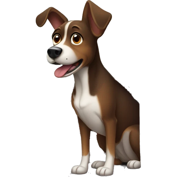 Brown-black Dog with big upright ears trying to escape from her crate emoji
