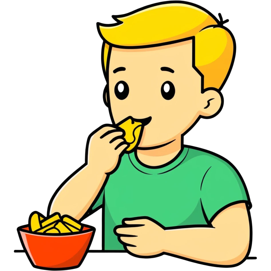 white man eating chips emoji