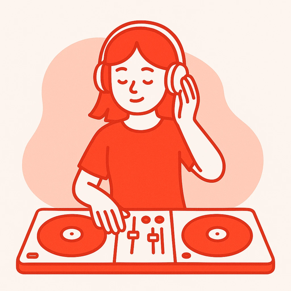 girl playing DJ set emoji