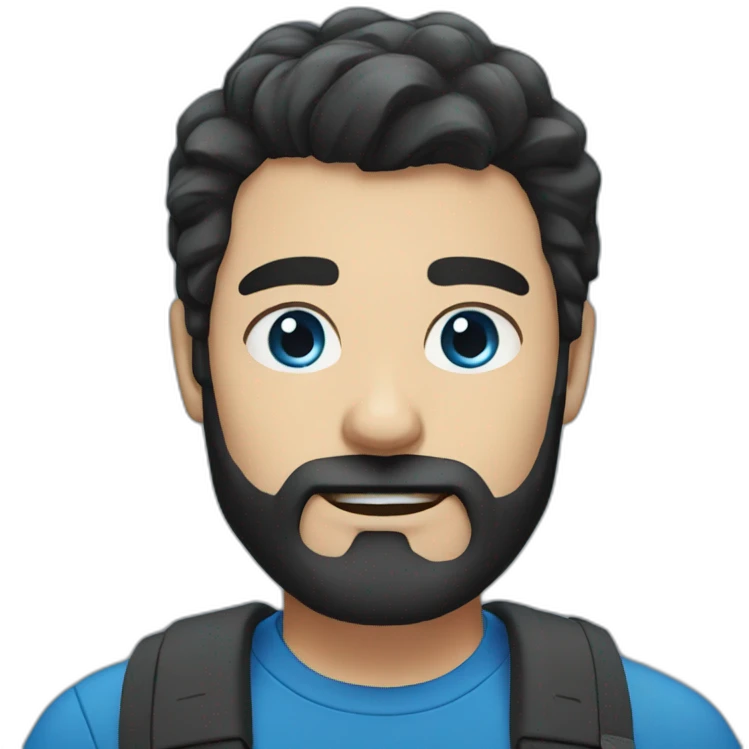 beard man black hair blue eye emoji