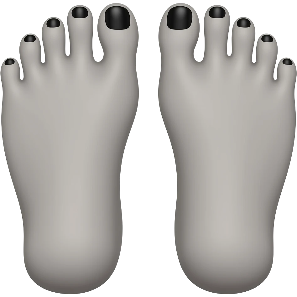 Gray detailed feet with black toenails emoji