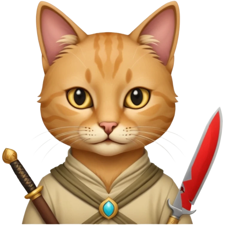 cat arab ancient army with small knife emoji