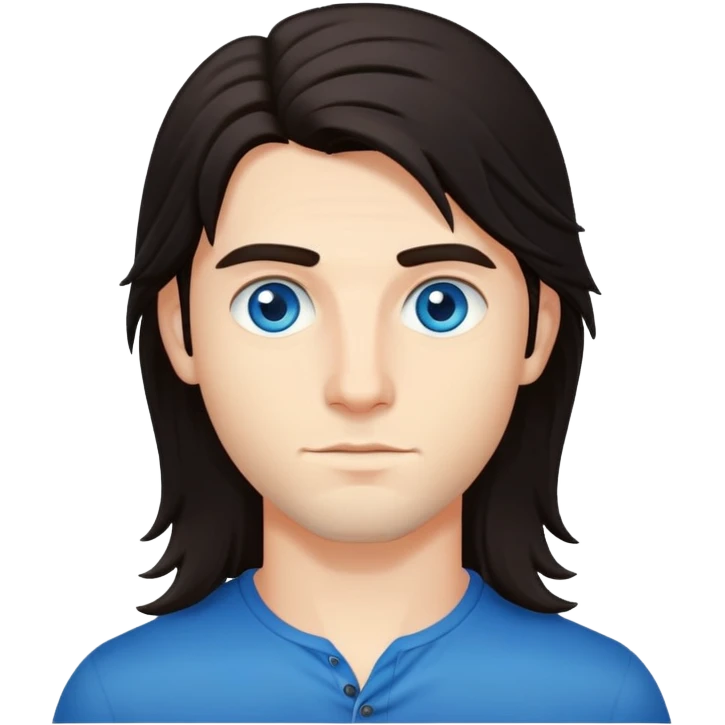 Northern italian young guy with long dark hair and blue eyes emoji