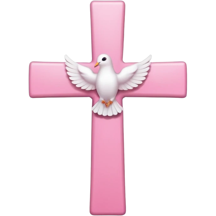 Pink and white simple cross with a dove  emoji