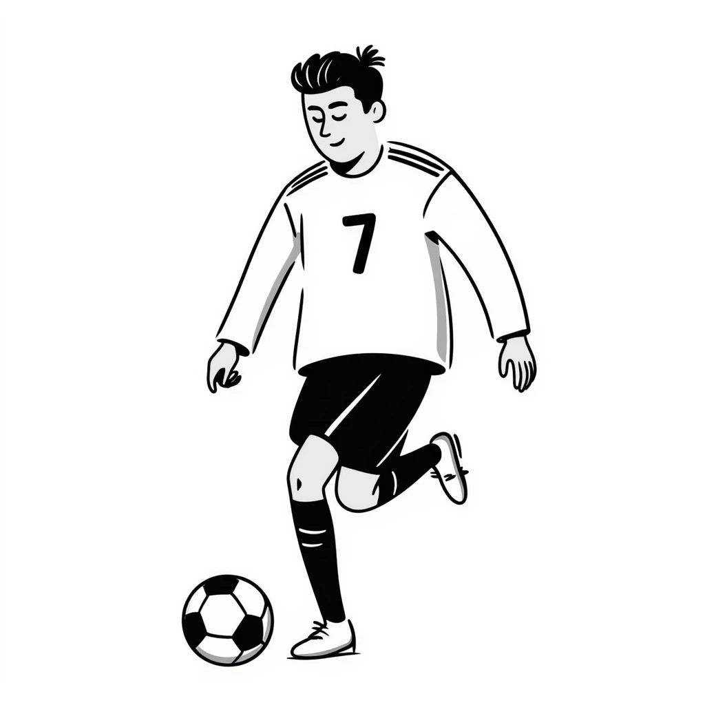 Cristiano Ronaldo with soccer ball, football player with jersey number 7 emoji