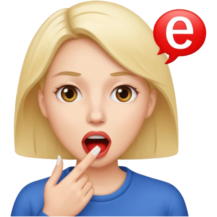 a woman is talking and English letters are coming out of her mouth emoji