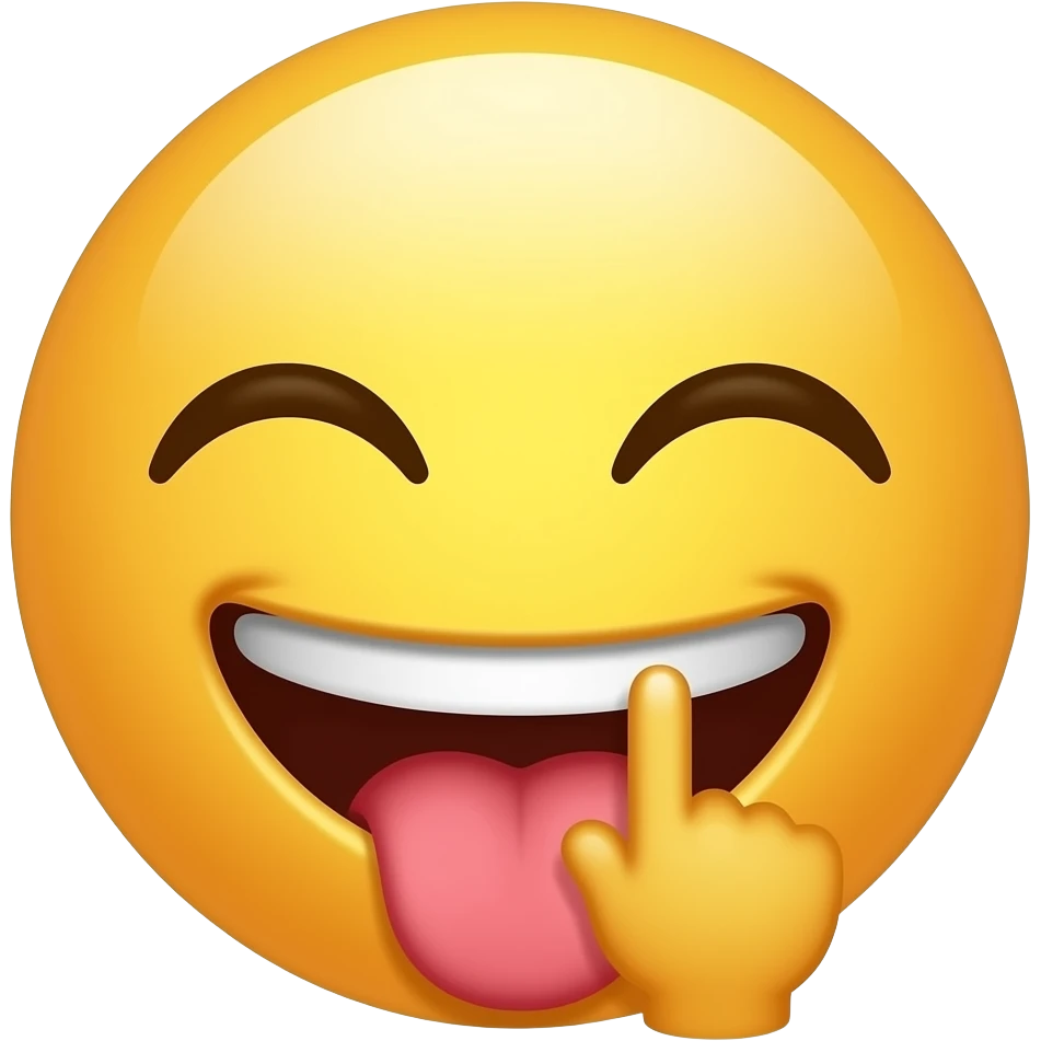 El emijo 😁con un dedo en la boca y estos ojos 😝 emoji