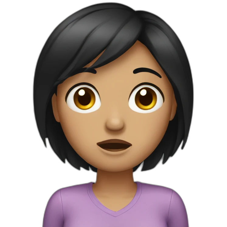 Short black hair woman crying emoji
