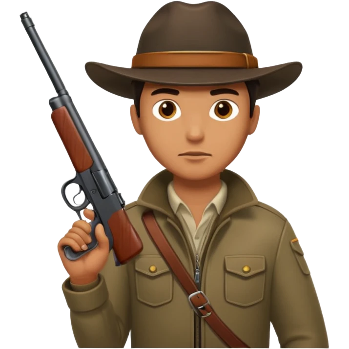 male hunter holding a gun, simple, clear expression emoji