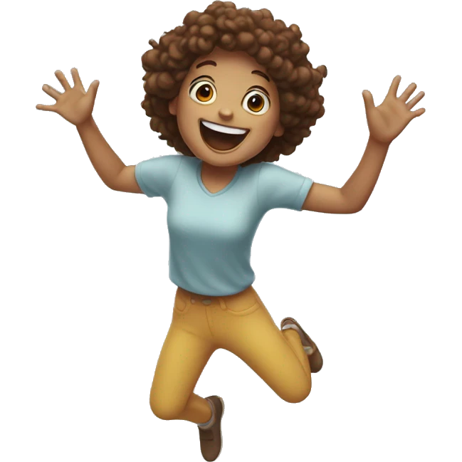 happy person jumping at reaching out arms emoji