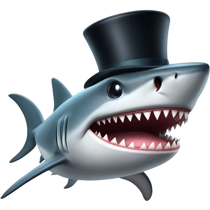 Shark with a top hat emoji