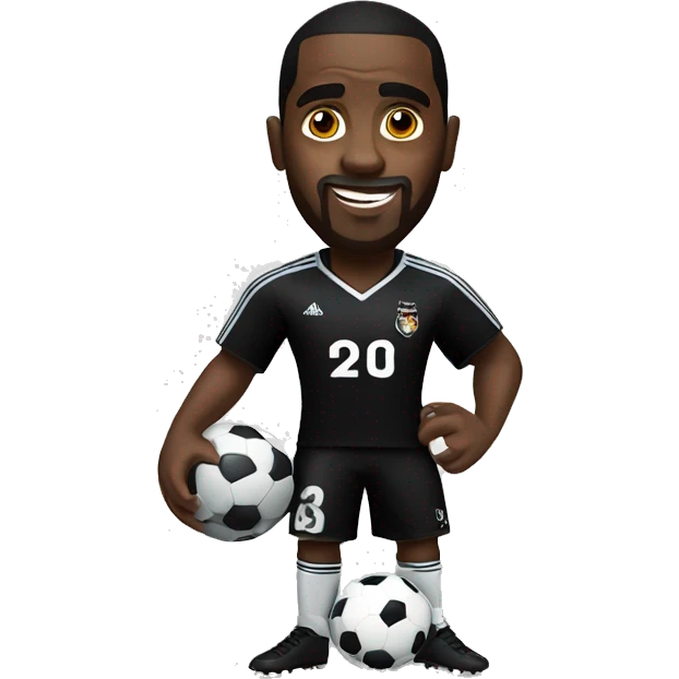 p diddy wearing a black soccer jersey holding a socce emoji