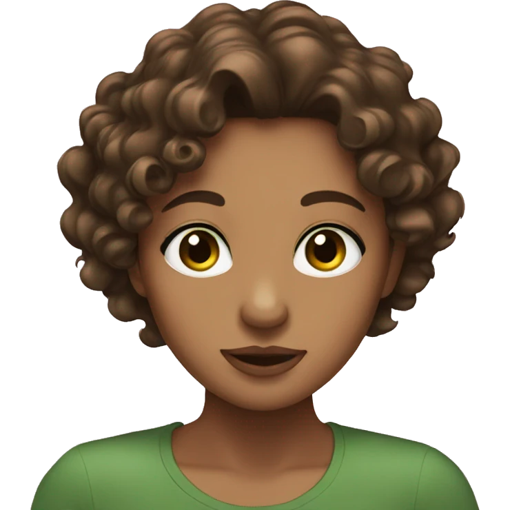 Brunette with green and brown eyes and wavy hair emoji