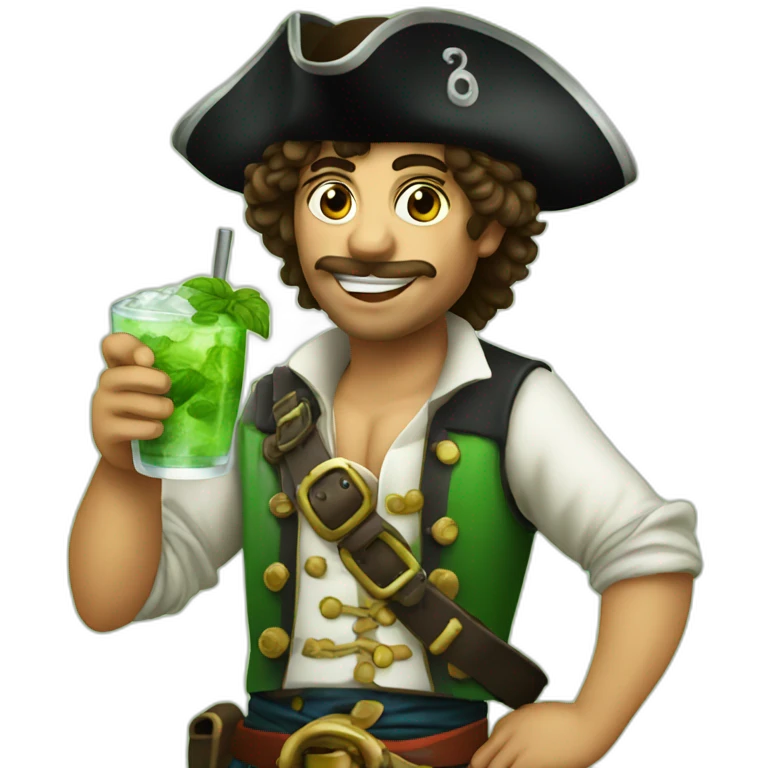 young italian pirate drinking mojito emoji