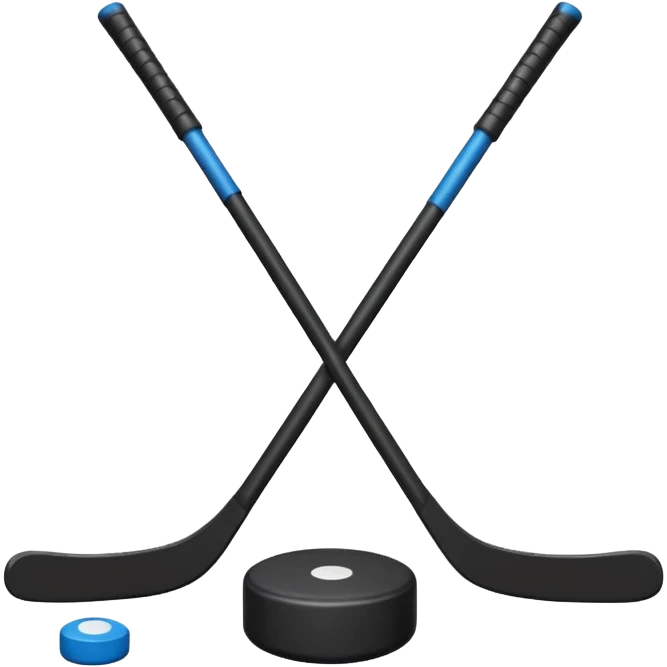 two hockey sticks crossing and a puck emoji