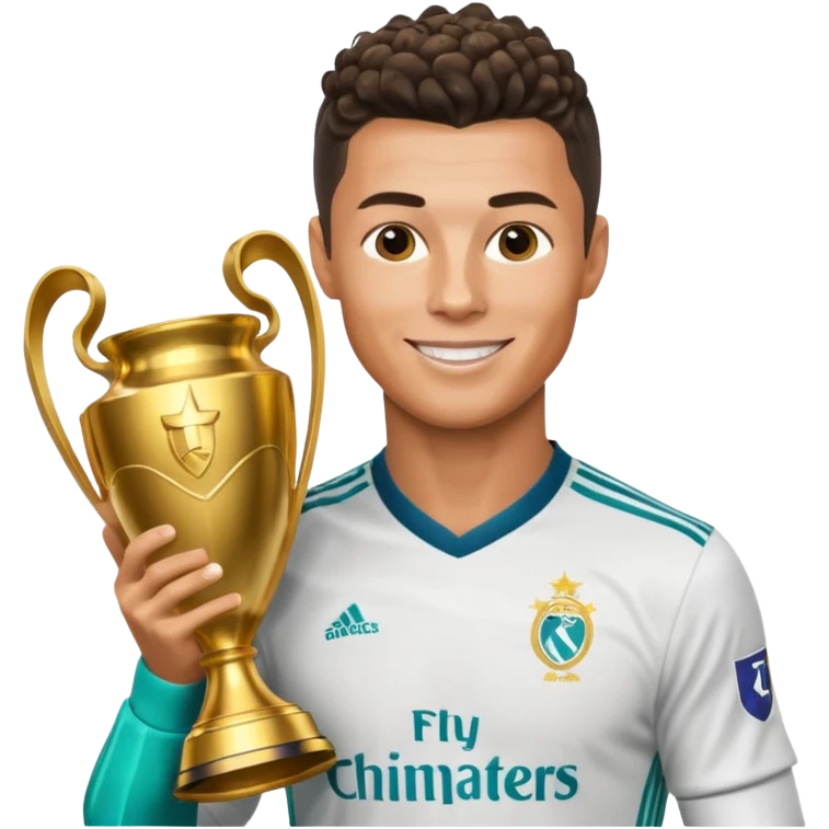 Cristiano Ronaldo holfing the champions league with noodle hair a bit longer noodle hair emoji