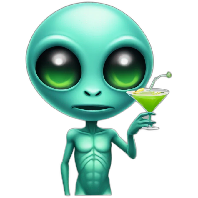 alien holding martini emoji