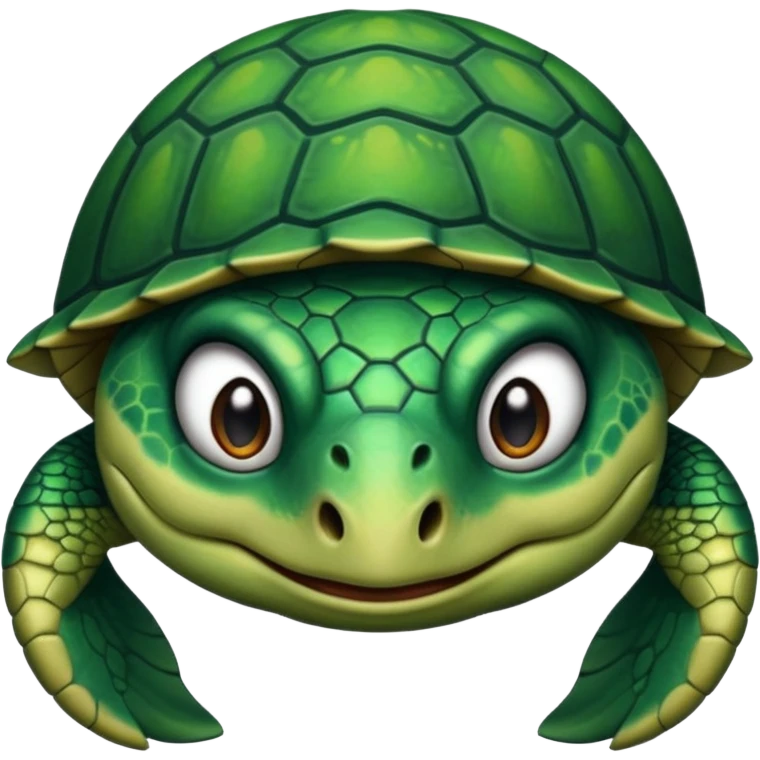 Angry dark green turtle that has half closed eyelids emoji
