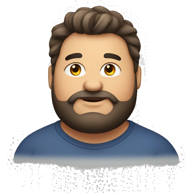 Chubby guy hair. Medium skin with medium beard emoji