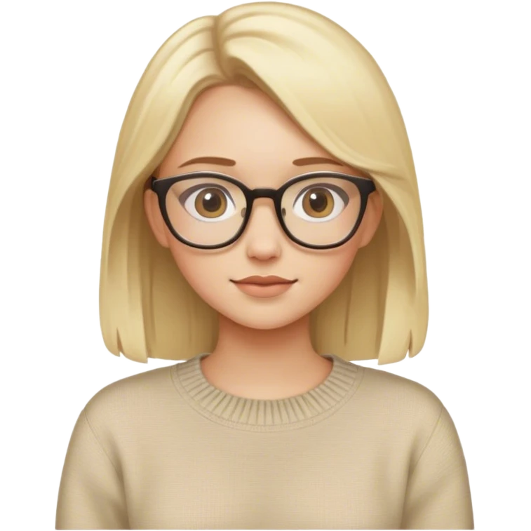 Fille à lunettes blonde pull beige  emoji