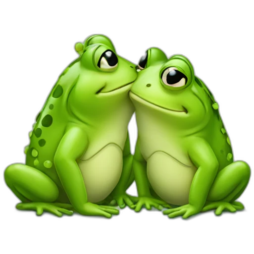 Sleepy happy kissing frogs emoji
