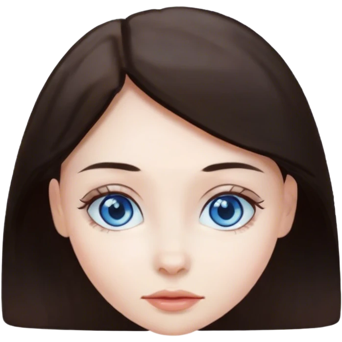 Pale girl with dark brown hair and blue eyes  emoji