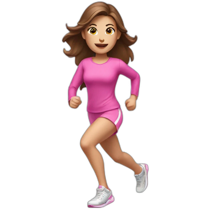 running white skin woman, brown hair, pink clothes emoji
