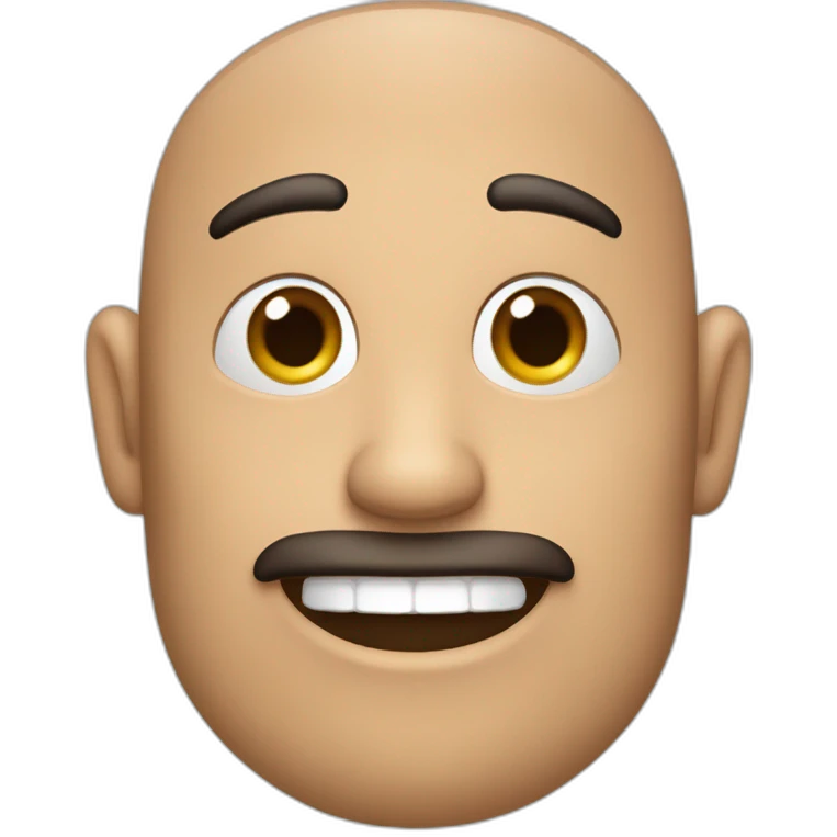Hombre casi sin cabello de sonrisa linda con arete en la oreja izquierda emoji